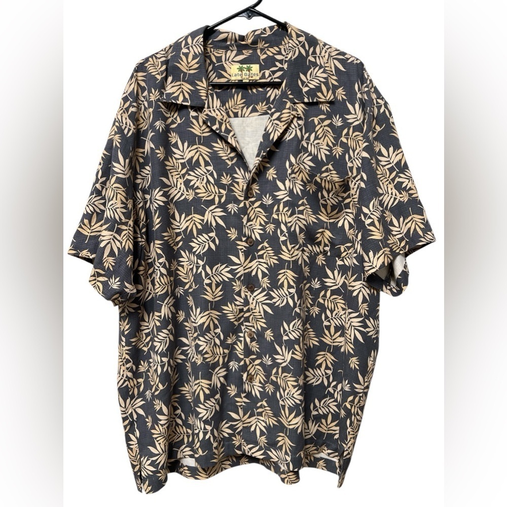 Late Oates silk floral short sleeve button down shirt